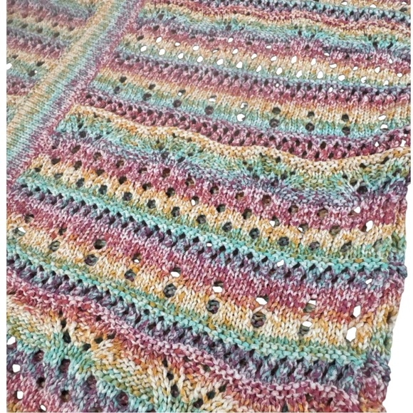 Current Air rainbow crochet knit short-sleeve sweater. - Picture 3 of 6